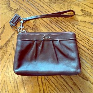 Coach leather wristlet brown